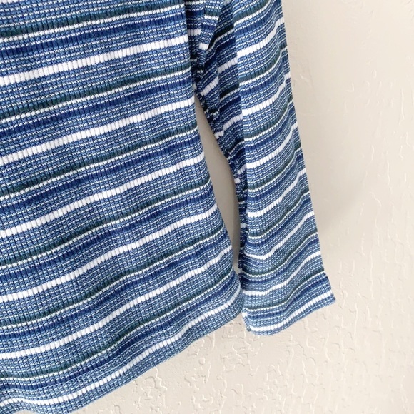 Vintage Faded Glory Striped Ribbed Knit V Neck Tee - Picture 5 of 8